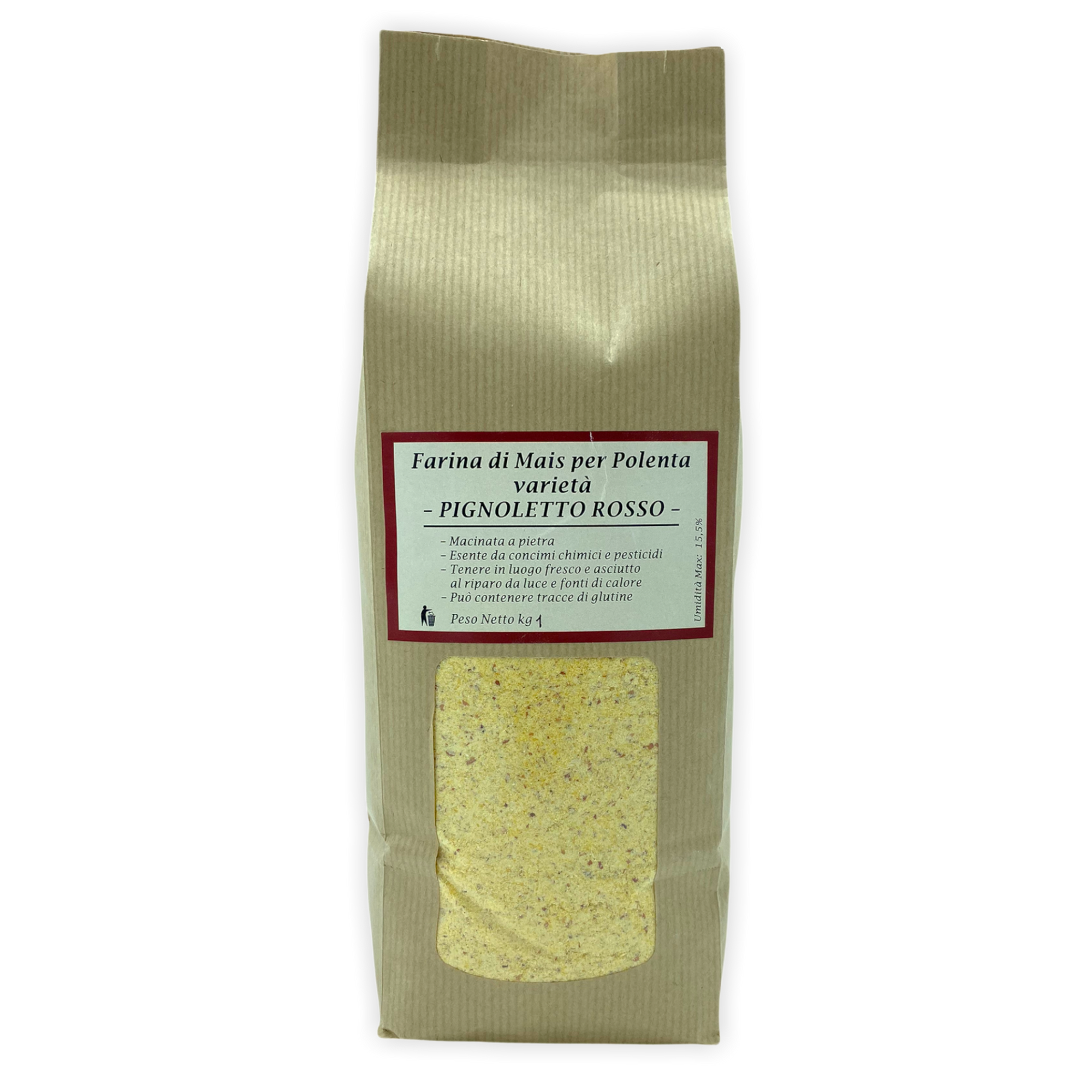 Farina biologica di Mais per Polenta varietà PIGNOLETTO ROSSO 1kg