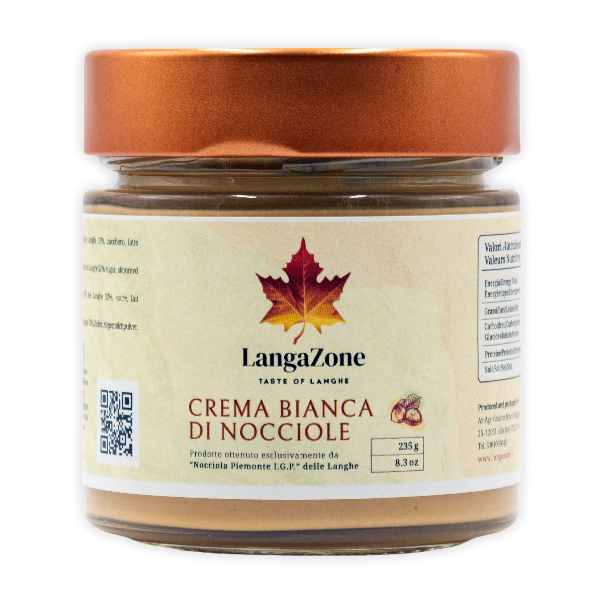 Crema Bianca di nocciola Piemonte "IGP" delle Langhe 235g