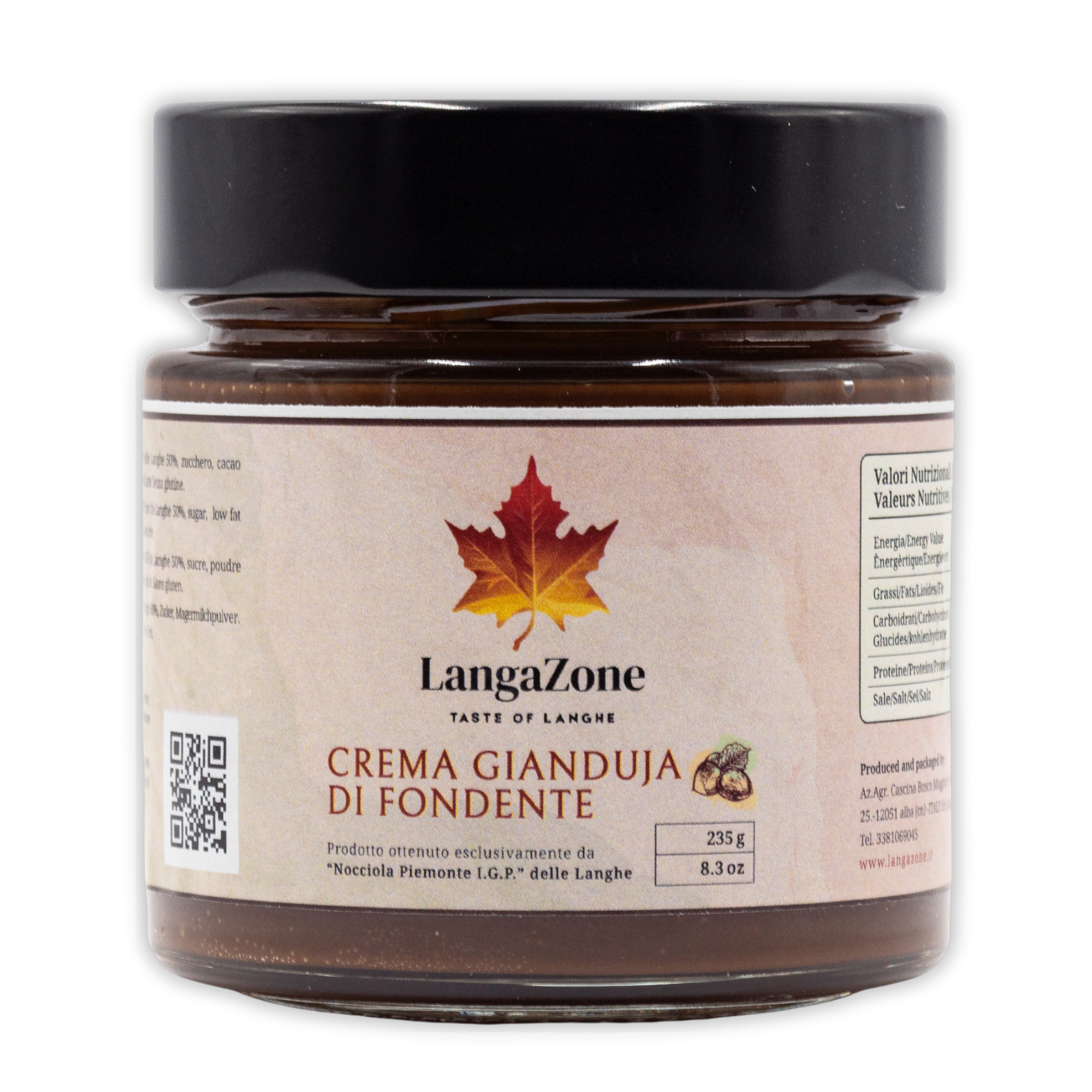 Crema Gianduia di Fondente con nocciola Piemonte "IGP" delle Langhe 235g
